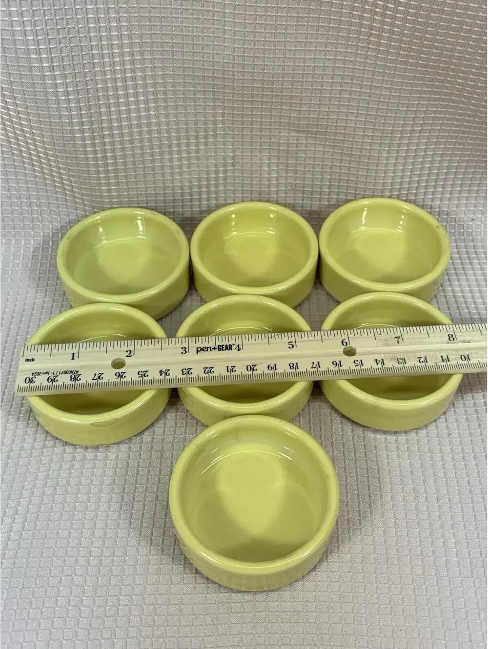 181 - set of 7 Coorsite Porcelain Salt Cellars - Yellow